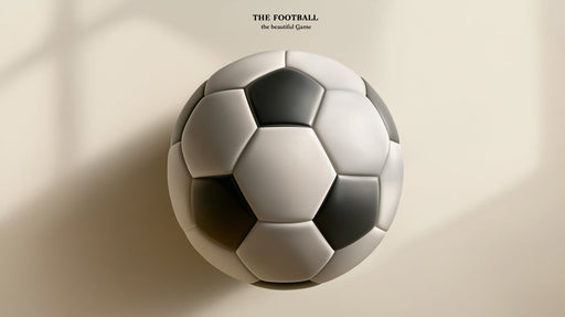 A clean, centered graphic of a classic black and white football on a light beige background