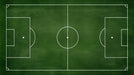 Soccer field pitch design with crisp white markings on a textured deep forest green background
