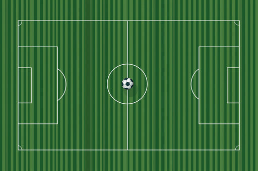 Soccer field wallpaper pattern with grass green stripes and a ball