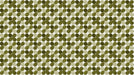 A repeating geometric pattern of clover shapes in olive, dark green, and cream on an off-white background.