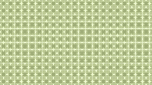 Geometric clover wallpaper pattern in repeating sage green and pale olive tones.