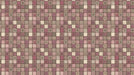 A repeating square mosaic pattern in shades of dusty rose, terracotta, and cream, with intricate vintage line-art motifs.