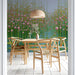 Nature inspired vertical stem wallpaper featured in a colorful dining room