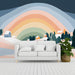 A cheerful study wall featuring the snowy winter scene with pastel rainbow colors and stylized trees.
