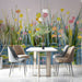 Abstract marsh pond mural adding a calm artistic backdrop to a dining room or creative studio.