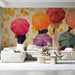 Artistic fall leaves wall covering applied in a creative hallway