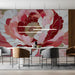 Large-scale flower wall art featured as an accent wall in a bright, modern meeting room