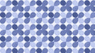 Retro geometric pattern with periwinkle blue rounded petals and stippled texture on white