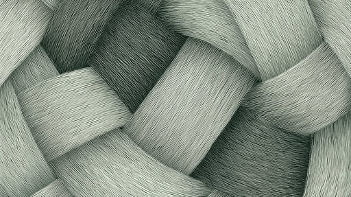 Abstract wallpaper pattern featuring interlocking ribbons of slate gray and charcoal with fine line texture