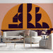 Artistic mural wallpaper in a contemporary study or creative living room space.