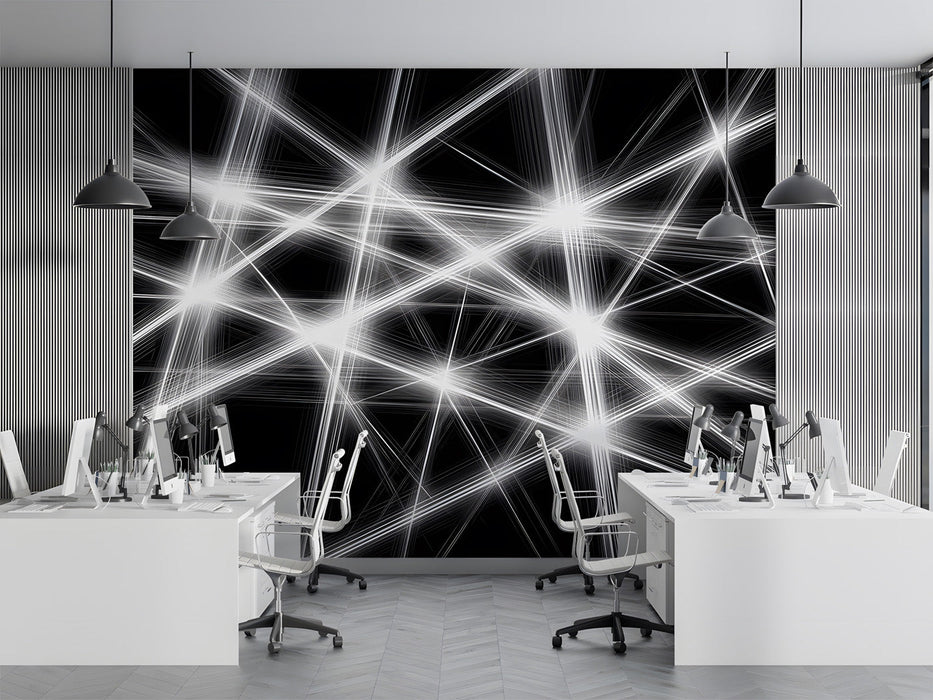 Geometric wall mural installed in a modern office.