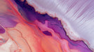 Abstract fluid art wallpaper featuring layered swirls of deep purple, vibrant coral, and soft lilac lines