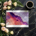 Contemporary home office wall decorated with a flowing purple and peach liquid art mural