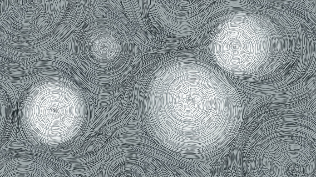 Abstract wallpaper pattern featuring swirling gray lines in a circular, flowing motion on a light gray background.