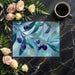 Relaxing bedroom interior with botanical blue olive tree wall mural