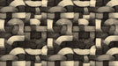 Close-up of interlocking woven bands in charcoal gray and cream with etched line textures.