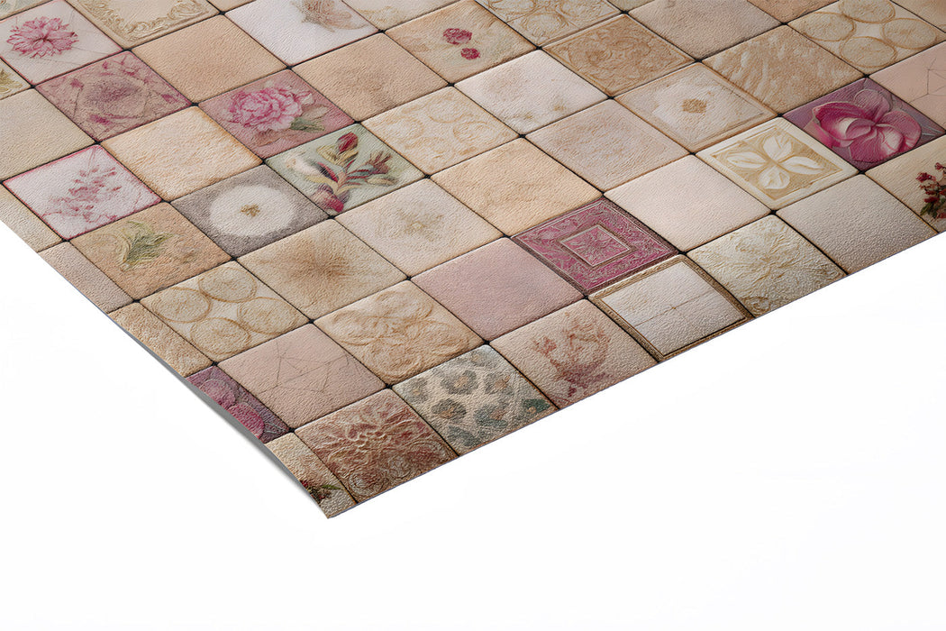 A warm, inviting entryway hall decorated with the floral mosaic tile mural to create a heritage-inspired foyer.