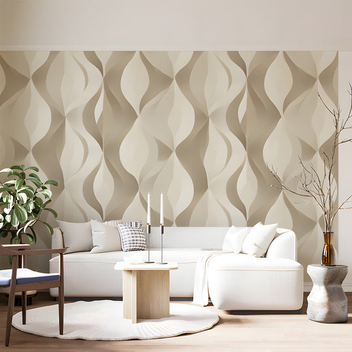 Professional livingroom space with a subtle textured geometric mural