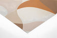 Cozy home office interior with terracotta and beige abstract wall pattern