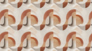 Abstract geometric wallpaper pattern with terracotta arches and soft beige shadows