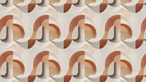 Abstract geometric wallpaper pattern with terracotta arches and soft beige shadows