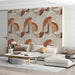 Terracotta archway geometric wallpaper installed in a modern minimalist living room