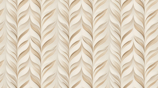 Abstract vertical leaf pattern in shades of cream and soft beige creating a 3D herringbone effect