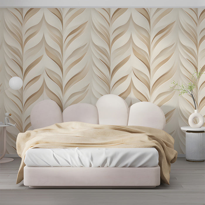 Sophisticated bedroom featuring light neutral textured wallpaper