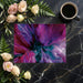 Dark and moody bedroom feature wall with abstract paint swirl mural