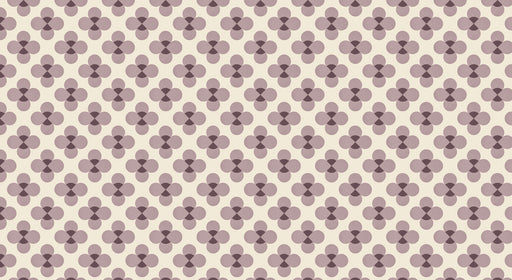 Repeating geometric clover pattern in soft dusty mauve, deep charcoal, and cream.