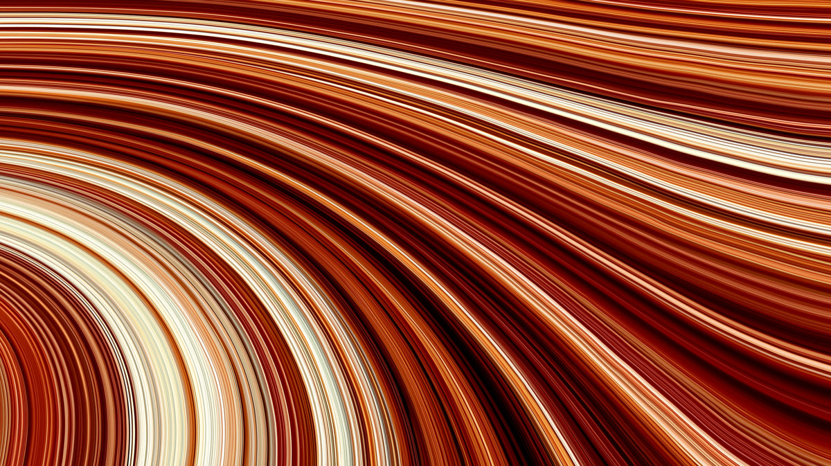 Abstract wallpaper pattern with sweeping curved lines in sienna, terracotta, and cream colors.
