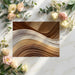 A serene bedroom space with the fluid wave paper design creating a relaxing backdrop.