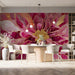 Bright floral art mural featured in a contemporary home office space