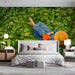 Clover meadow wall mural in a tranquil minimalist bedroom