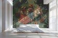 Whimsical picnic mural installed on a bedroom wall behind a cozy reading chair.