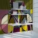 Abstract cycling wall mural applied to a feature wall in a study room.