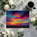 Colorful artistic sky wall mural featured in a contemporary dining room space.