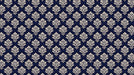 Navy blue wallpaper with cream damask floral pattern, symmetrical traditional design.