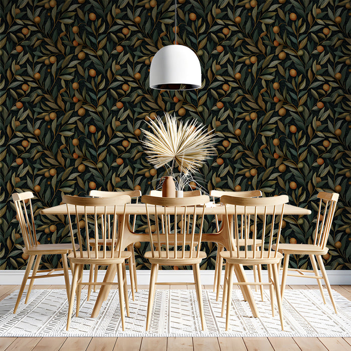 Orchard motif wall mural used as a sophisticated accent in a meeting room