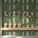 Contemporary  shop interior with abstract geometric wall mural design