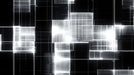 Abstract grid mural pattern with glowing white lines on a solid black background