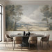 The countryside mural shown in a home office, creating a peaceful backdrop for a desk setup.