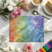 Playful nursery design with bright rainbow fluid lines adding movement to the room