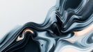 Abstract marble wallpaper with sweeping waves of charcoal, steel blue, and pale peach on white