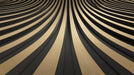 Abstract wallpaper featuring curved, radial bands of metallic champagne gold and textured charcoal gray.