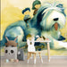 Storybook dog mural installed on the main wall of a bright nursery