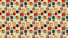 Abstract mid-century wallpaper pattern with teal, red, and yellow squares on cream