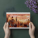 Artistic mural in a warm and inviting nursery featuring sunset colors