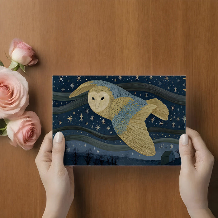 Starry night mural in a nursery with soft lighting and minimalist crib