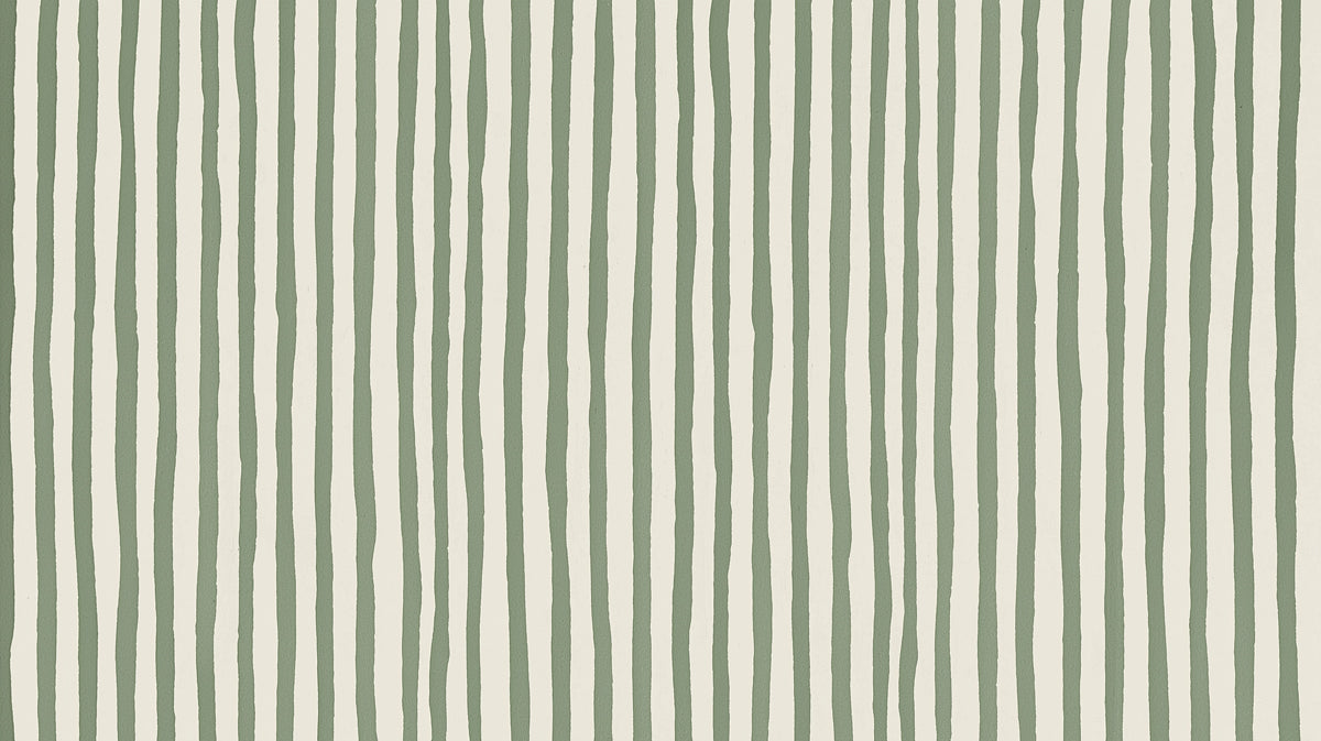 Vertical hand-drawn sage green stripes on a creamy off-white background with an organic, painterly texture.